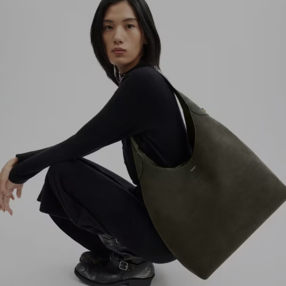 Coach Brooklyn 39 Olive Suede Shoulder Bag - Picture 4 of 8